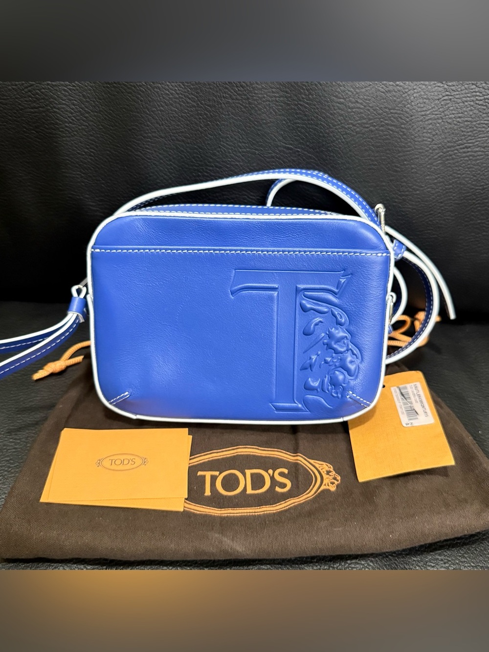 NWT Tod’s TLE Mini Leather Camera Crossbody Bag Blue